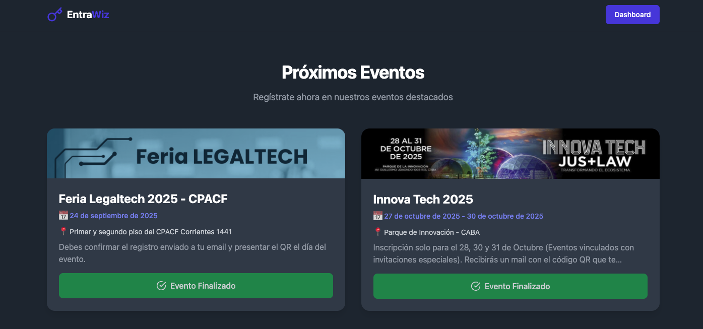 EntraWiz — gestión de inscripciones a eventos y ferias